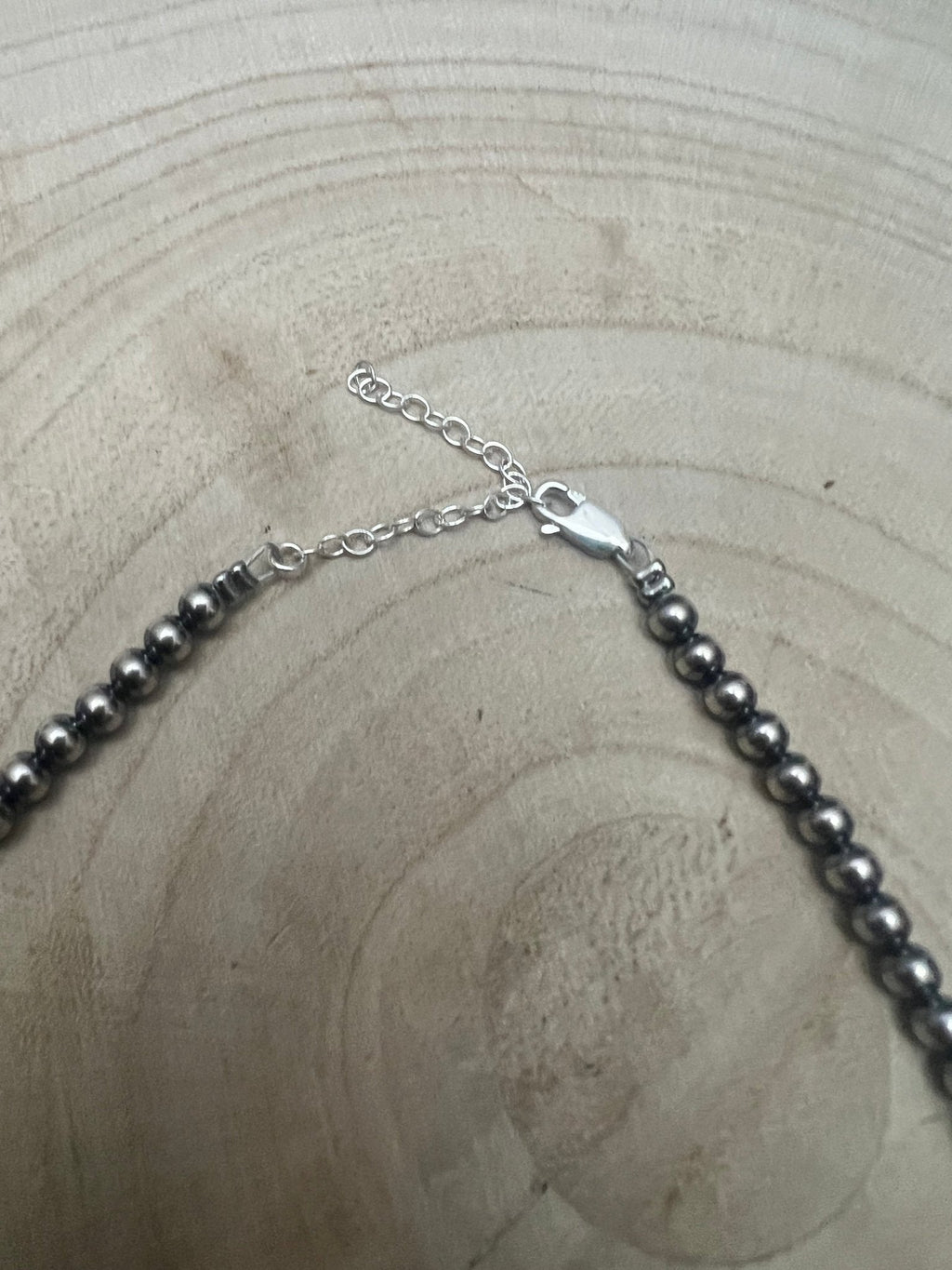 4mm & 5mm Sterling Pearl & Turquoise Choker — 15 inch (Handmade in North Texas)
