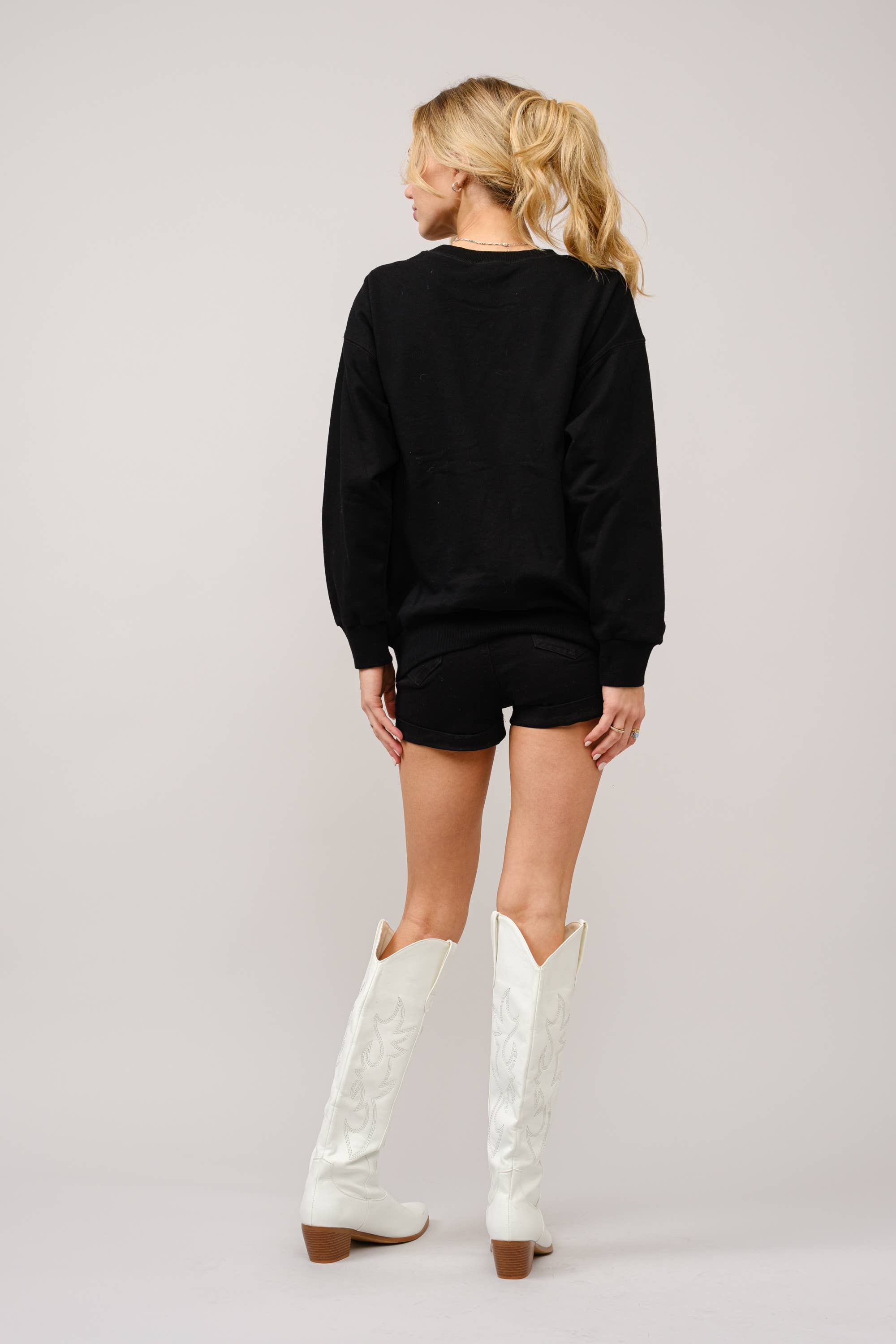 Blue B Western Bull Rider Embroidered Pullover Sweatshirt — 100% Cotton Rodeo Statement