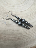 Western Graduated Faux Sterling Pearl Dangle Earrings — 2" Drop