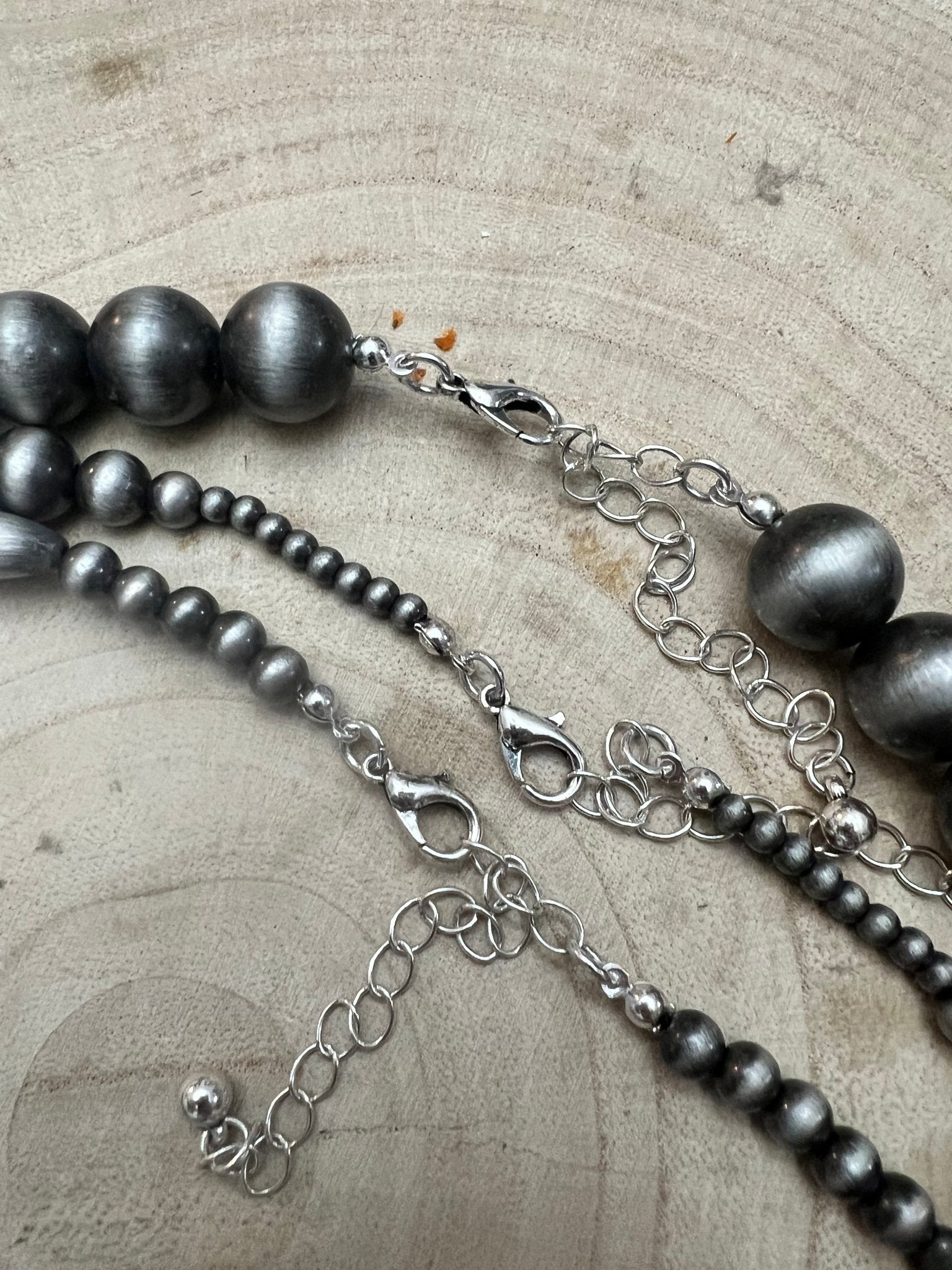 Western Faux Sterling Pearl 3-Piece Necklace Set — 18", 22", 26" Layered Trio